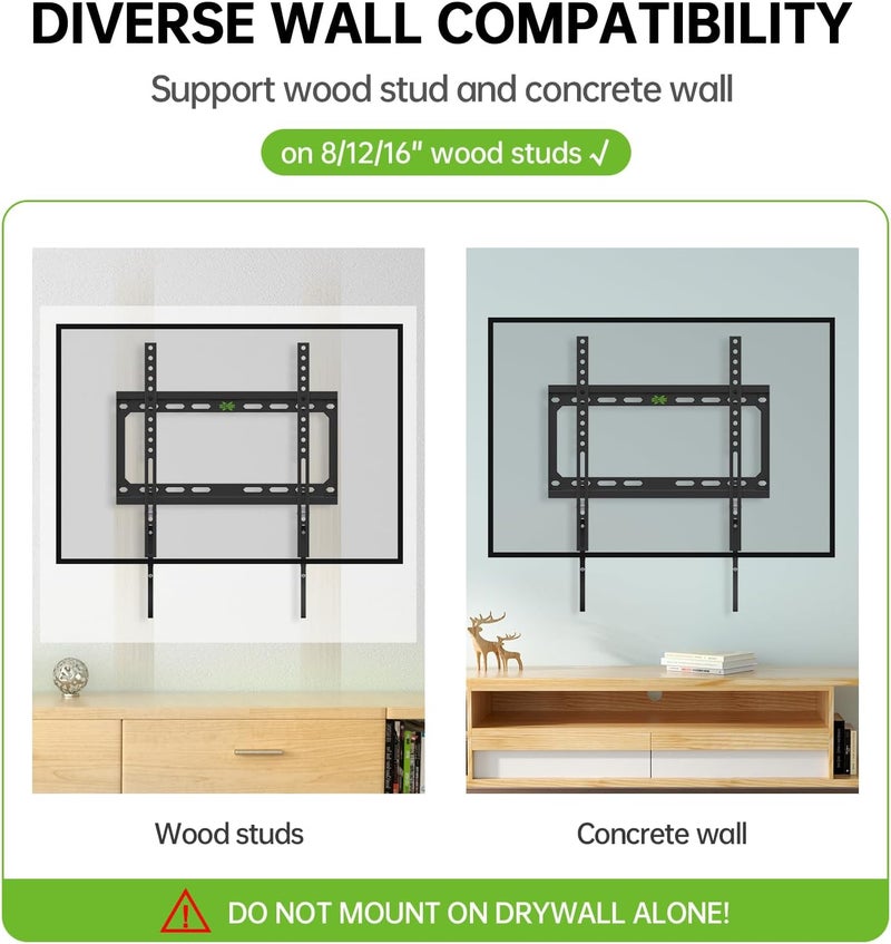USX MOUNT Fixed TV Wall Mount with Low Profile for Most 26-55 Inch LED, LCD and Flat Screen TVs, TV Mount Bracket with VESA Up to 400x400mm and Weight Capacity 99lbs,and Space Saving TV Bracket - Image 4