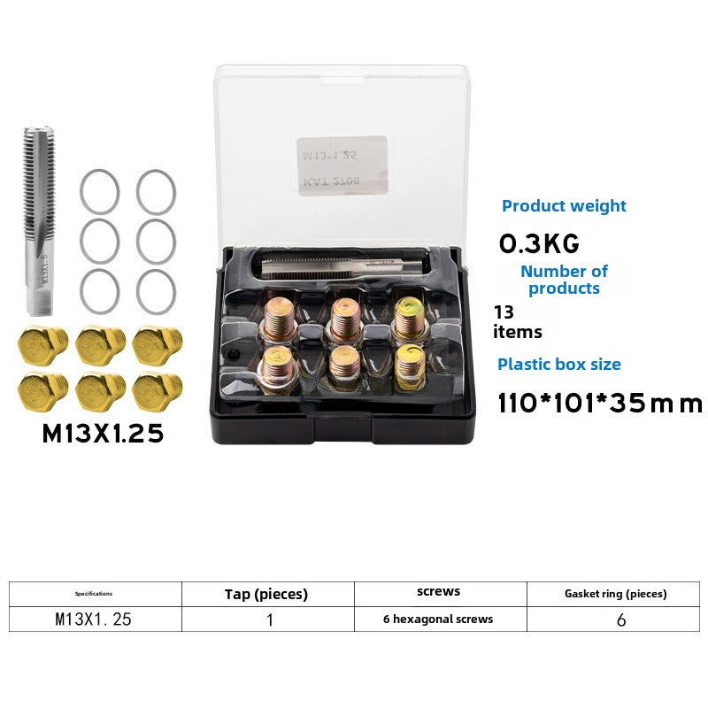 Car oil pan oil drain screw slide repair special tool oil pan thread repair oil bottom screw(M13x1.25) - Image 1