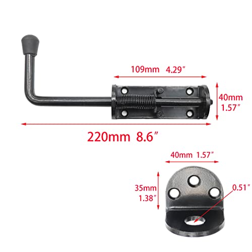 Wulankd Black 2 Packs 8.5 Inch Heavy Duty Spring Loaded Latch Pin, Sliding Barrel Bolt Door Lock for Chests/Cabinets/Utility Trailer Gate, 2mm Thickened Interior and Outdoor Latch - Image 3