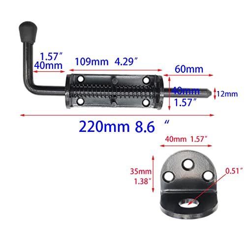 Wulankd Black 2 Packs 8.5 Inch Heavy Duty Spring Loaded Latch Pin, Sliding Barrel Bolt Door Lock for Chests/Cabinets/Utility Trailer Gate, 2mm Thickened Interior and Outdoor Latch - Image 2