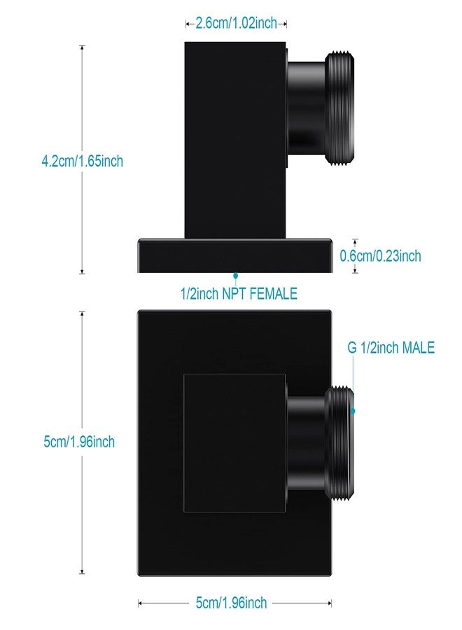 Lavatrum Wall Mounted Supply Elbow, Wall Elbow for Hand Shower, Solid Brass Square Wall Supply Elbow, Check Valve Included (Square, Matte Black) - Image 4