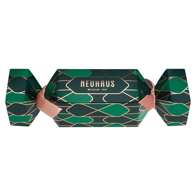 Neuhaus Belgian Chocolate 2025 Holiday Cracker Large Green - 12 Neuhaus Chocolate Pralines Assorted Amusettes and Bonbons - Christmas Ornament - Gourmet Chocolate Gift