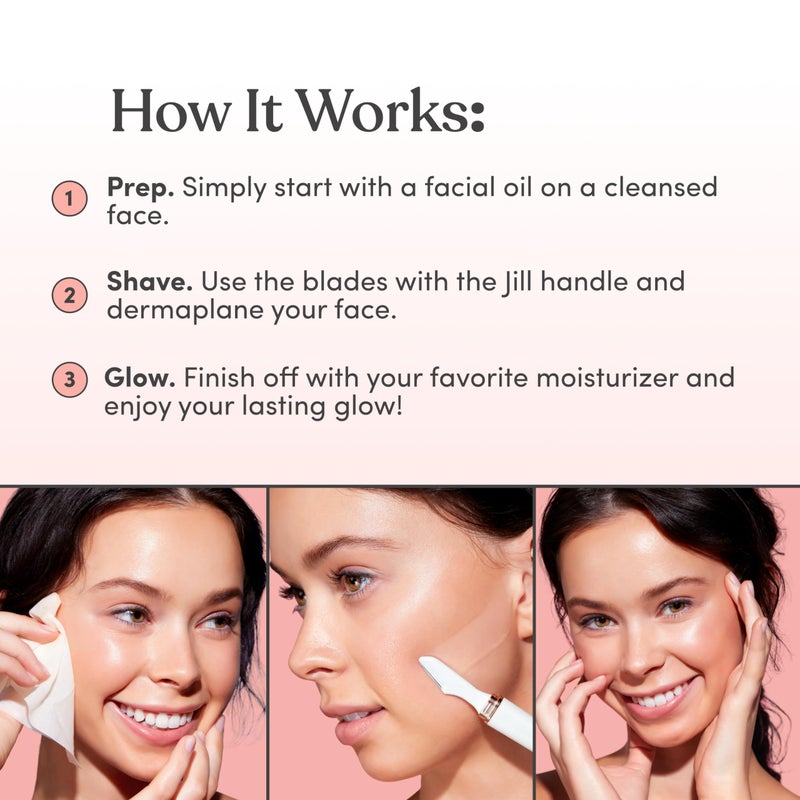 Jill Dermaplane Razor Refills for Women â€“ 8 Single-Use Face Razor Blades for Facial Hair Removal & Exfoliation â€“ Fits Jill V1 Dermaplaner Only (Not Compatible with V2 Kit) - Image 5