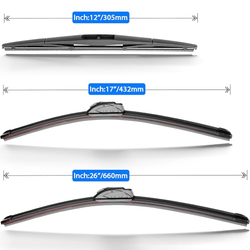 RAINTOK Windshield Wiper Blades Replacement for Honda CRV CR-V 2017 2018 2019 2020 2021 2022 Original Factory Quality Front Rear Wipers Blade Set for My Car - 26" 17" 12" (Pack of 3) - Image 5