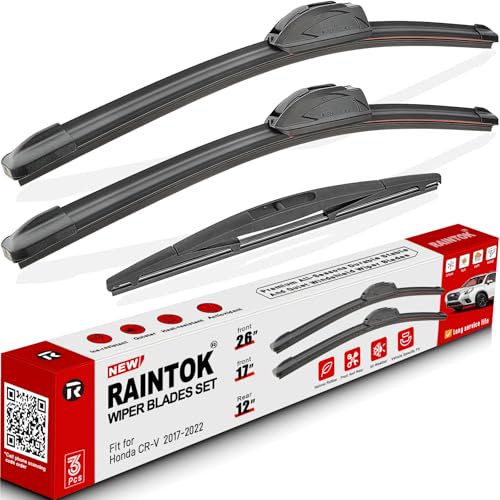 RAINTOK Windshield Wiper Blades Replacement for Honda CRV CR-V 2017 2018 2019 2020 2021 2022 Original Factory Quality Front Rear Wipers Blade Set for My Car - 26" 17" 12" (Pack of 3) - Image 1
