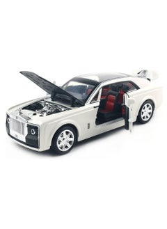 Swift 1:24 Rolls-Royce Sweptail Toy Car Alloy Diecast Collectible Model Car for Kids Gift, Pull Back Toy Car with Sound and Light, Classic Double Door, Car Logo Can be Folded, White  - Image 4