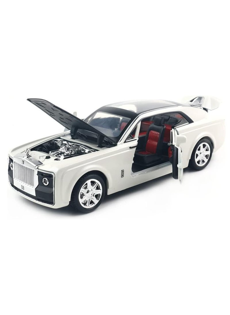 Swift 1:24 Rolls-Royce Sweptail Toy Car Alloy Diecast Collectible Model Car for Kids Gift, Pull Back Toy Car with Sound and Light, Classic Double Door, Car Logo Can be Folded, White  - Image 4