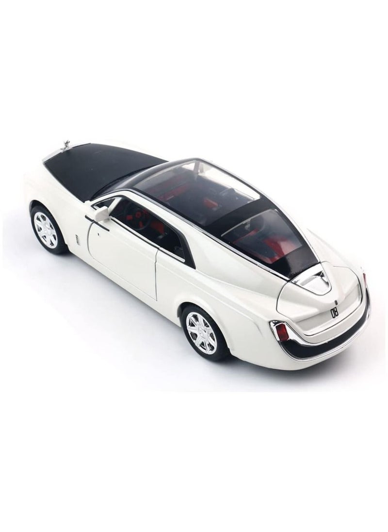 Swift 1:24 Rolls-Royce Sweptail Toy Car Alloy Diecast Collectible Model Car for Kids Gift, Pull Back Toy Car with Sound and Light, Classic Double Door, Car Logo Can be Folded, White  - Image 2