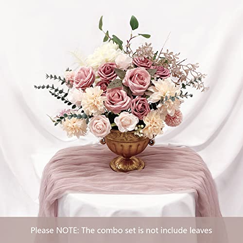 FACINOC Roses Artificial Flowers Pink Bouquets Box Set for DIY Bridal Wedding Shower Decorations Fake Floral Arrangements for Party Table Centerpieces Home Decor Indoor Outdoor Dusty Blush 19pcs - Image 3