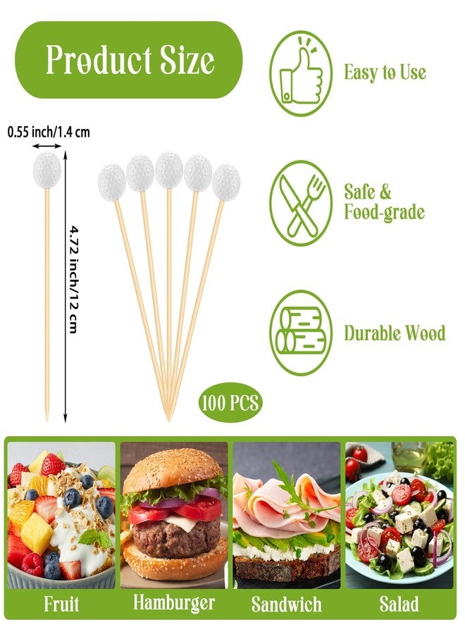 Aneco 100 Pieces Golf Cocktail Picks 4.72 Inch Golf Themed Toothpicks Sports Bamboo Fruit Sandwich Skewer Picks Decorative Toothpicks for Appetizers Cocktail Garnish Party Supplies Catered Events - Image 2