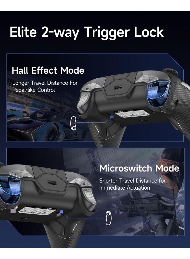 EasySMX D10 Tri-mode Wireless/Bluetooth/Wired Gaming Controller Bluetooth Gamepad with Charging Dock TMR Joysticks, Dual-Mode Triggers, Mechanical Buttons, RGB Lights for PC, Switch, Android, iOS - Image 4