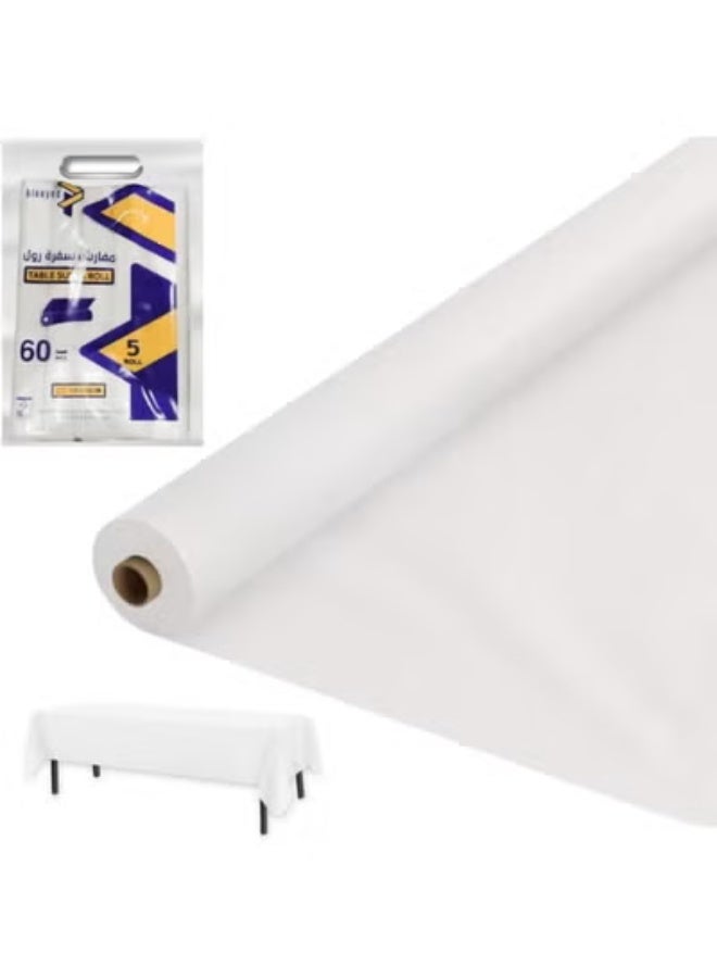 AlsayedP 60 Pcs White Sufra Roll Plastic Table Cover Roll 110 x 100cm Disposable Table Cloth for Picnic, Party, Banquet, Birthdays, Weddings (White 60pcs) - Image 1