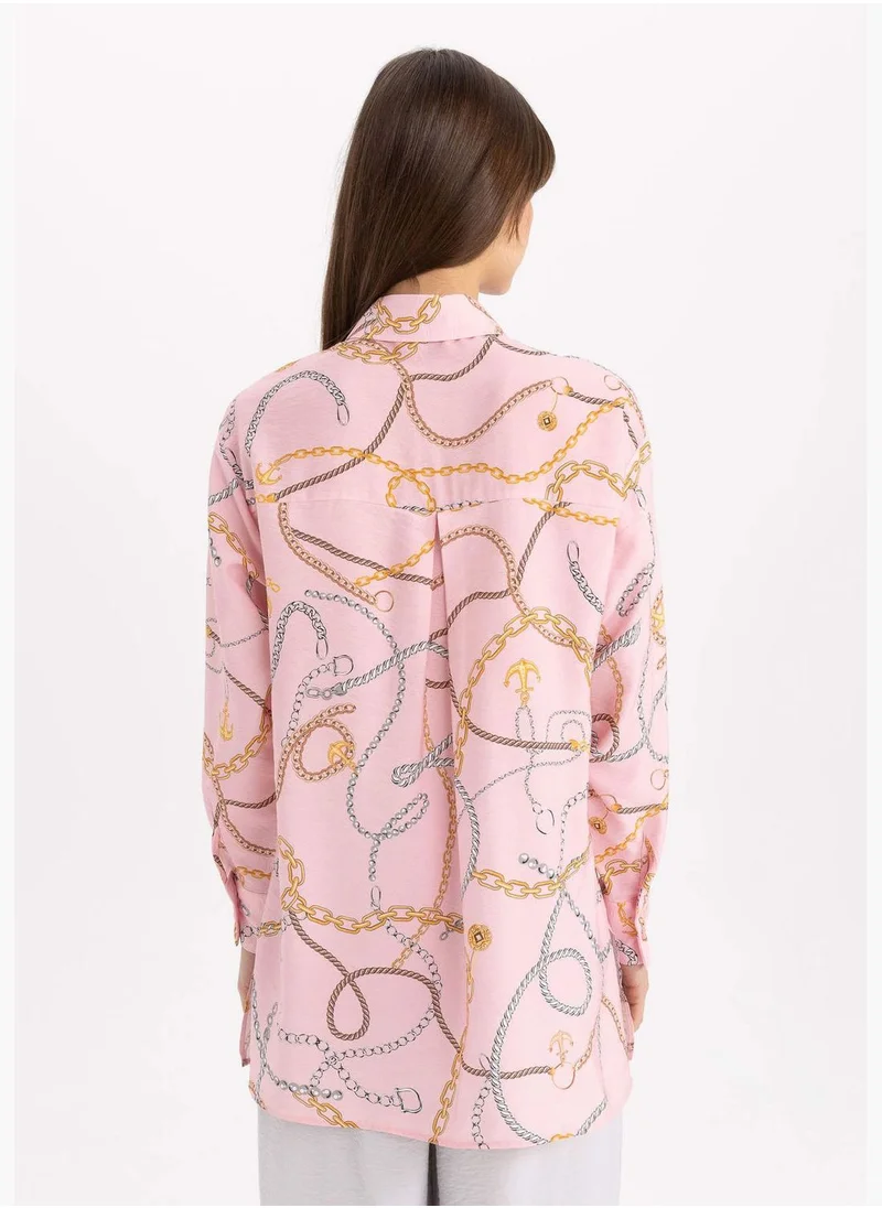 ديفاكتو Relax Fit Printed Long Sleeve Tunic