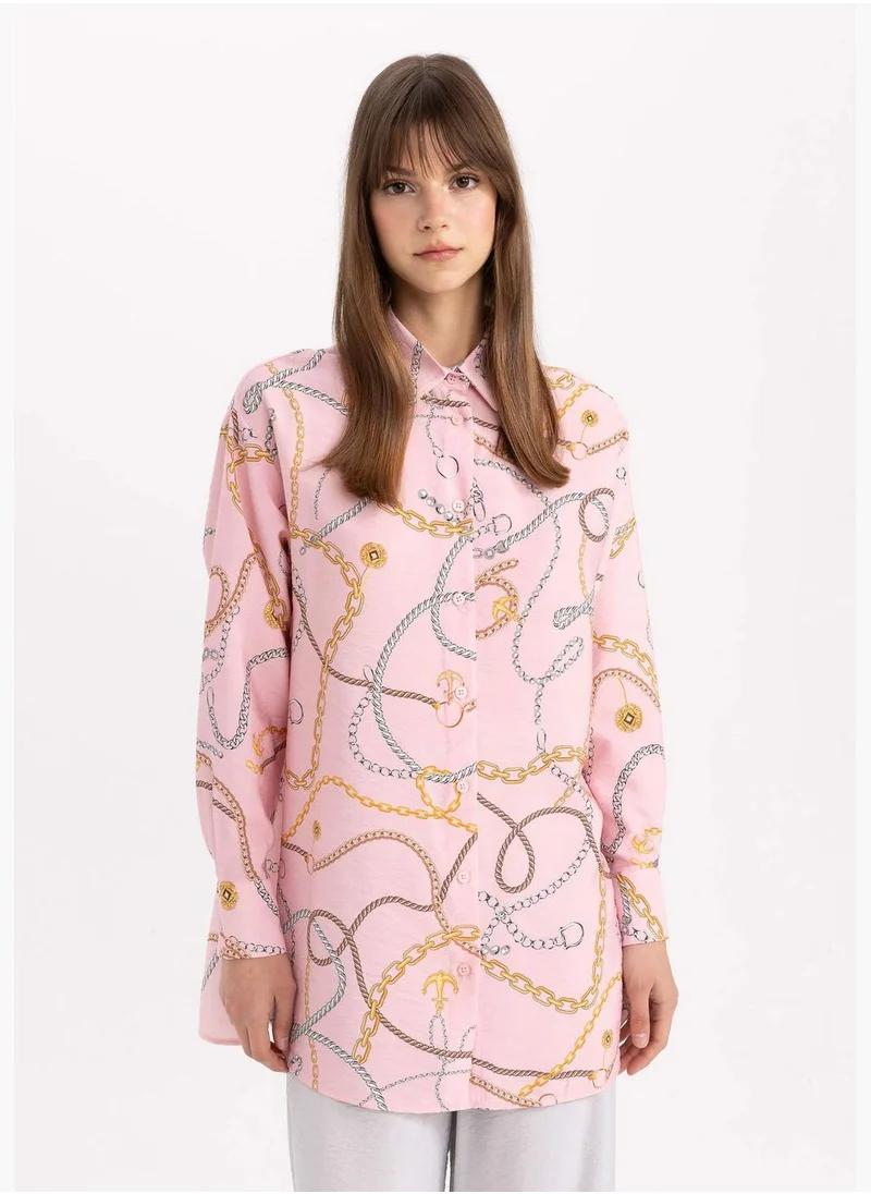 DeFacto Relax Fit Printed Long Sleeve Tunic