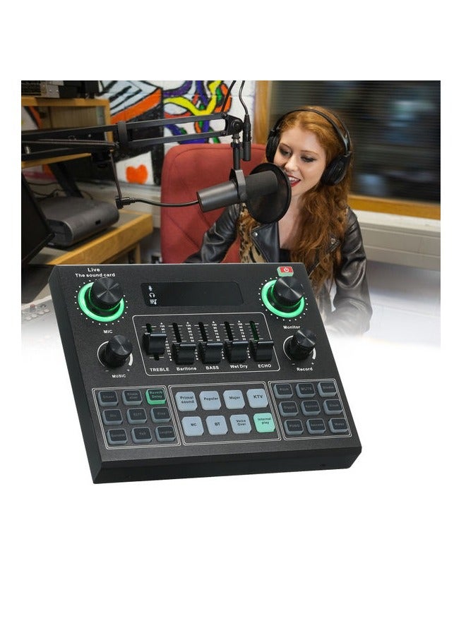 V9 Live Sound Card BT Accompaniment Audio Mixer with Sound Effects Broadcasting Recording Network Singing on Phones Laptop - Image 4