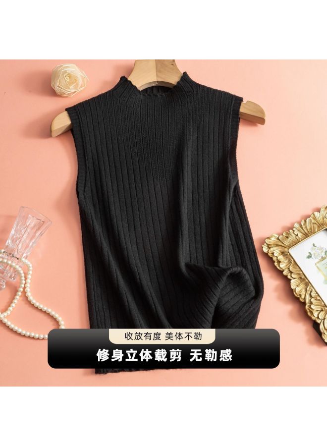 Your Sun Women'S Knitted Undershirt, Suit Base Layer, High-End Semi-Turtleneck Slim Fit Inner Wear, Knitted Camisole Top - Image 2