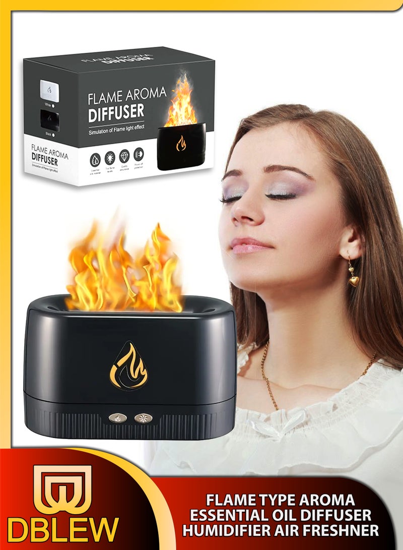 دي بلو موزع مياه لهب بارد ثلاثي الأبعاد للعلاج العطري مع ظل LED دافئ، صانع رذاذ عطري للزيوت العطرية، معطر هواء ومرطب للهواء ومصباح ليلي للضوء المحيط، رذاذ للنوم للمكتب المنزلي  - Image 1
