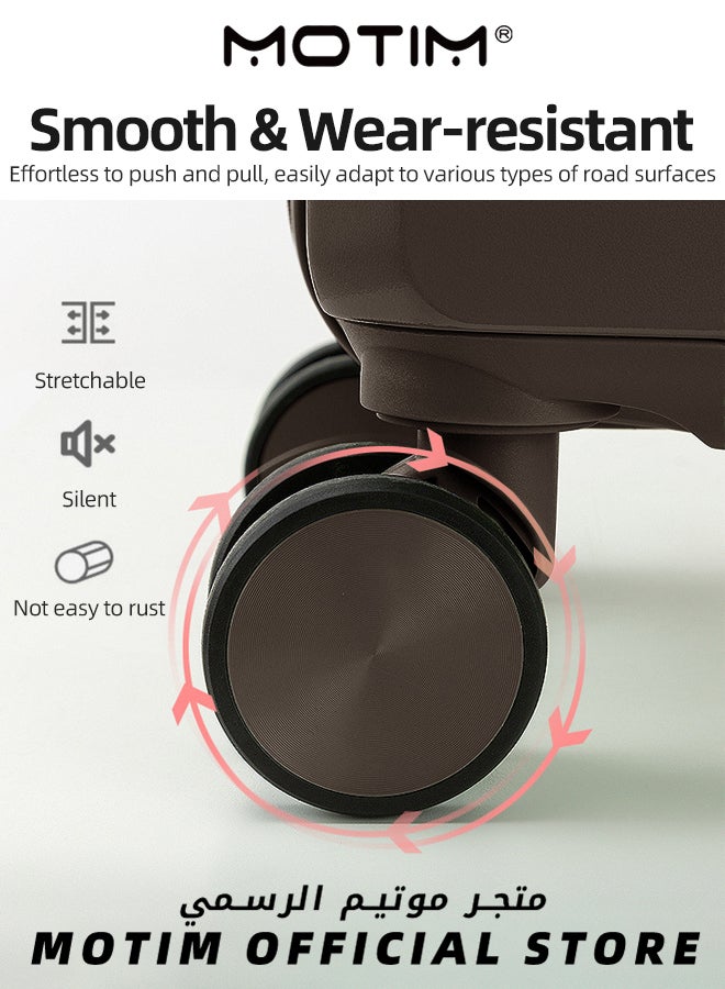 موتيم 2 قطع الصعود المحمولة على الأمتعة مجموعات حقائب السفر تحمل الأمتعة مع عجلات دوارة حقيبة حمل مؤطرة من الألومنيوم مع منفذ USB وحامل أكواب وحامل هاتف أمتعة كبيرة مسجلة - Image 3