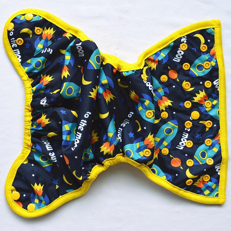 Hibaby One Size Cloth Diaper Cover Snap with Double Gusset (Rocket) - Image 4