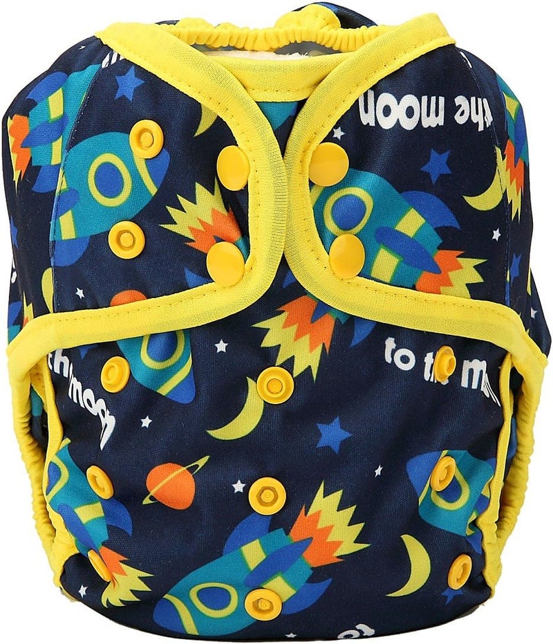 Hibaby One Size Cloth Diaper Cover Snap with Double Gusset (Rocket) - Image 1
