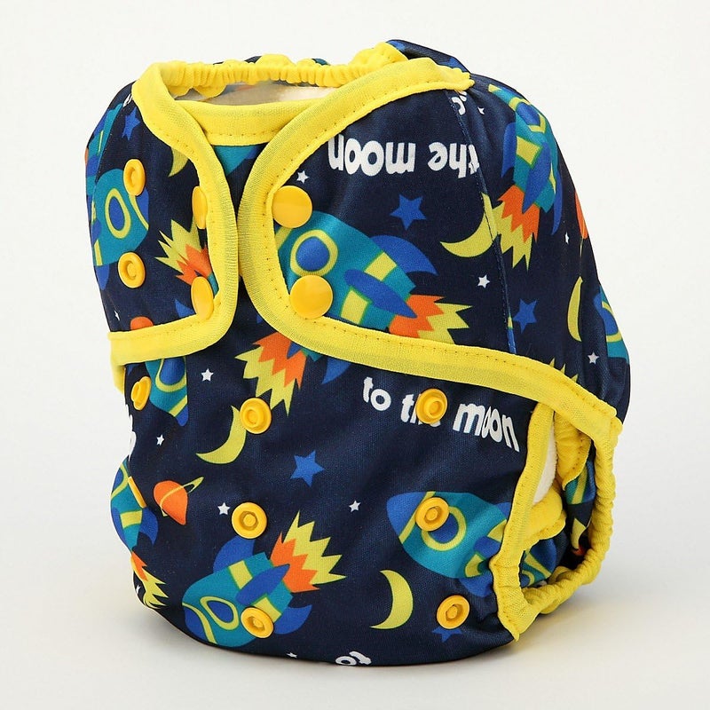 Hibaby One Size Cloth Diaper Cover Snap with Double Gusset (Rocket) - Image 2