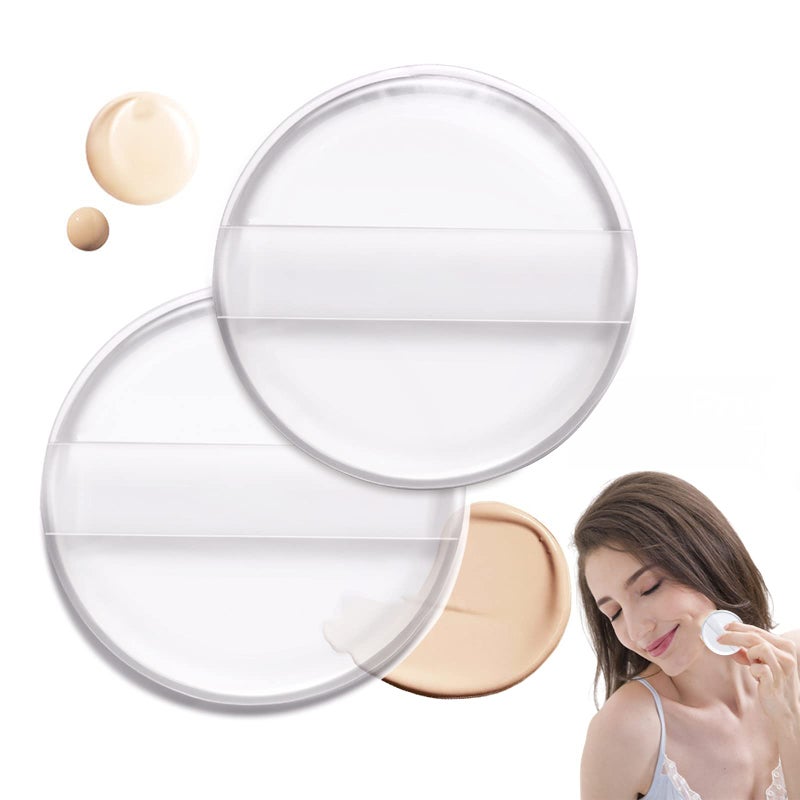2PCS Silicone Air Cushion Powder Puff Transparent Cosmetic Blender Easy to Clean and Apply Makeup Wet and Dry Use with Environmentally Material High Elastic Cosmetic Tool for Women Girls
