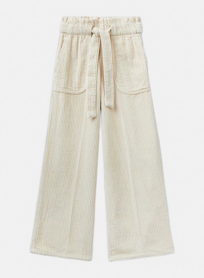 بينيتون بنطلون بنات واسع من قماش مموج - Image 2