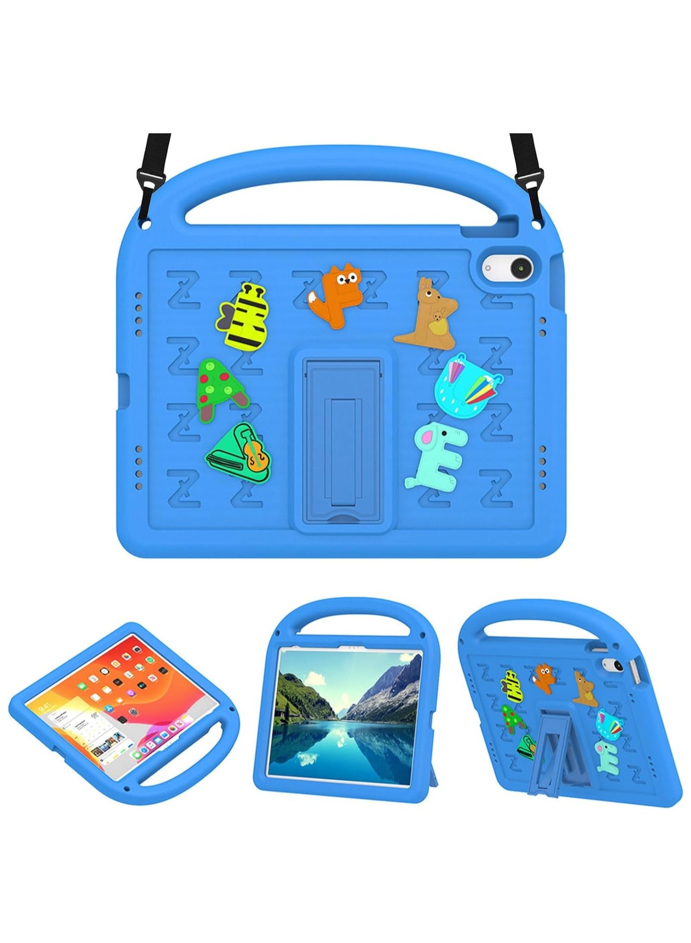 VKL Case for iPad 10th Generation 10.9 Inch 2022 Model Lightweight Durable Shockproof EVA Cover with Handle/Stand/Shoulder Strap, Blue