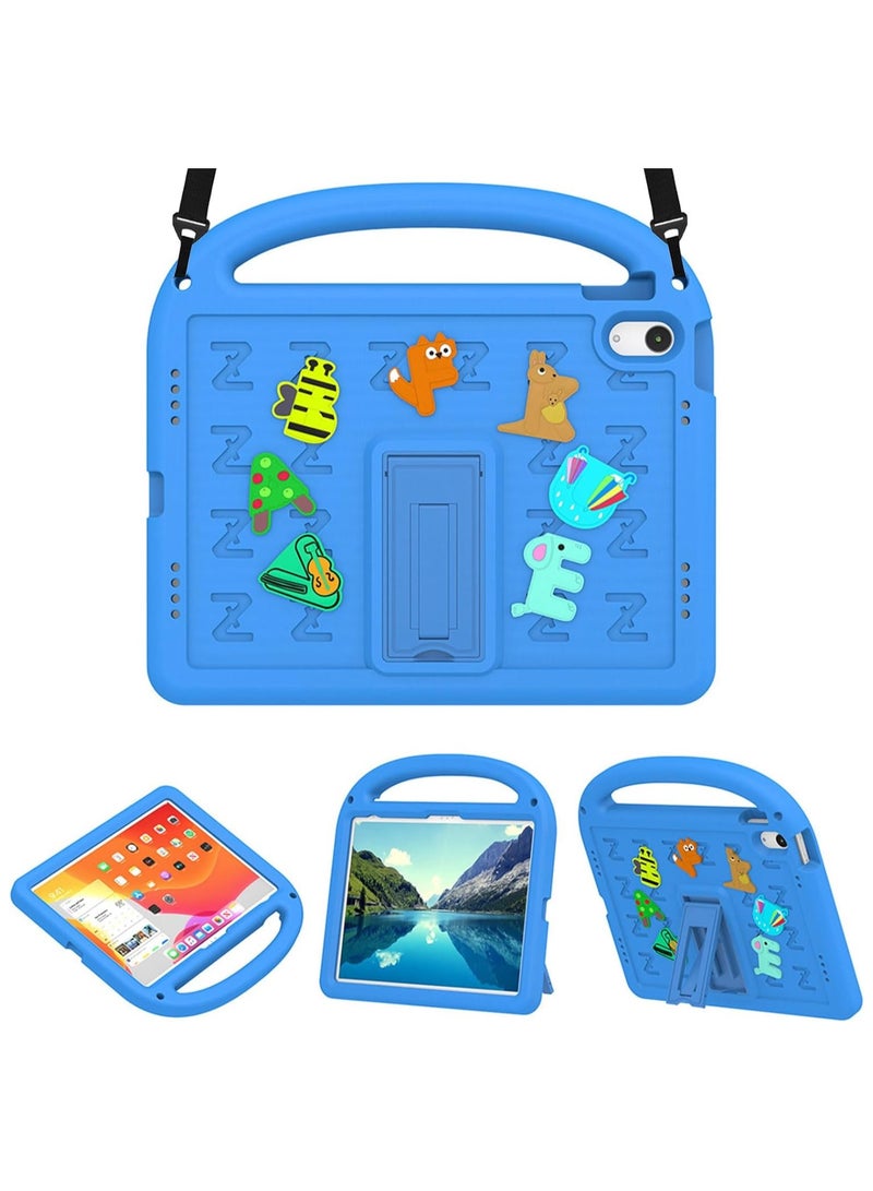 VKL حافظة لجهاز iPad الجيل العاشر مقاس 10.9 بوصة موديل 2022، خفيفة الوزن ومتينة ومقاومة للصدمات من مادة إي في إيه مع مقبض/حامل/حزام كتف، أزرق - Image 1