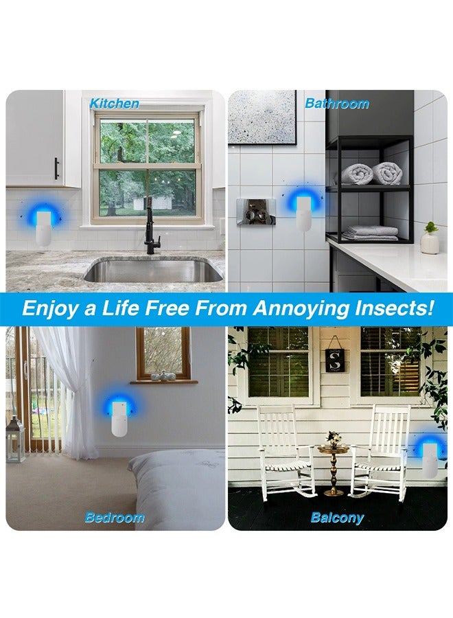 Flying Insect Trap Plug-in Mosquito, Indoor Gnat Moth Catcher Fly Tapper, with Night Light UV Attractant Catcher, for Home Office,1 Device + 5Pcs Adhesive Cards, White - Image 2