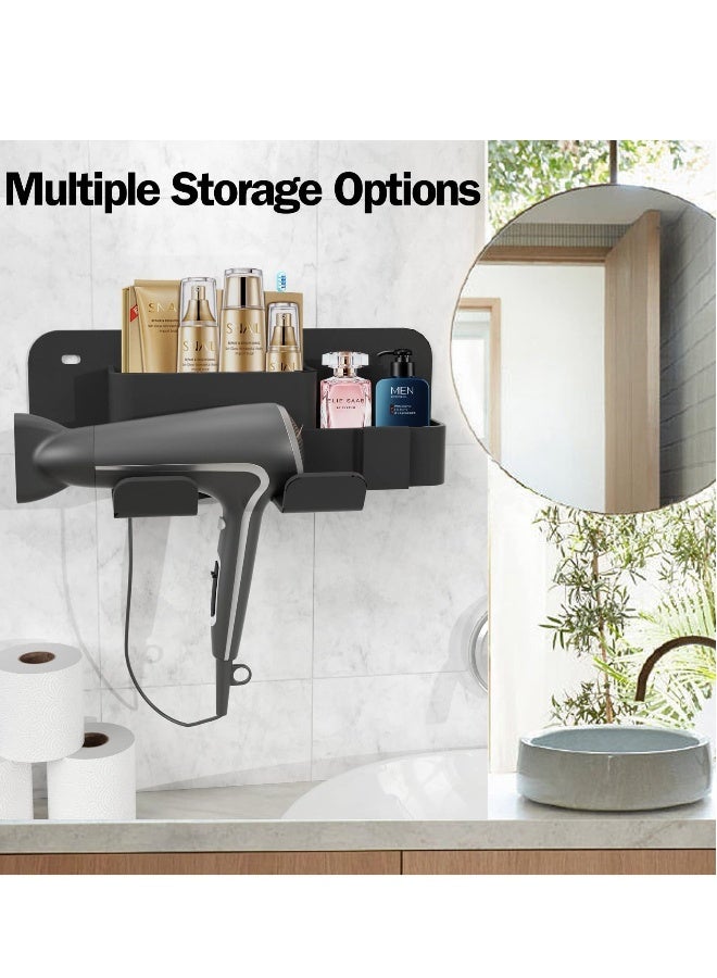 عام حامل مجفف الشعر بدون حفر لاصق ذاتي قابل للإزالة للتركيب على الحائط، حامل متعدد الوظائف لمجفف الشعر للمصباح وصالونات التجميل، أداة لتصفيف الشعر والعناية به - Image 2