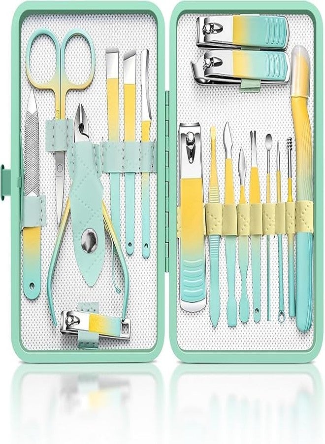 TRADY 18-in-1 Professional Manicure Pedicure Kit - Nail Clipper Set with Case for Men & Women - Stainless Steel Grooming Tools for Hand, Foot & Face Care - Portable Travel Nail Care Set - Image 1