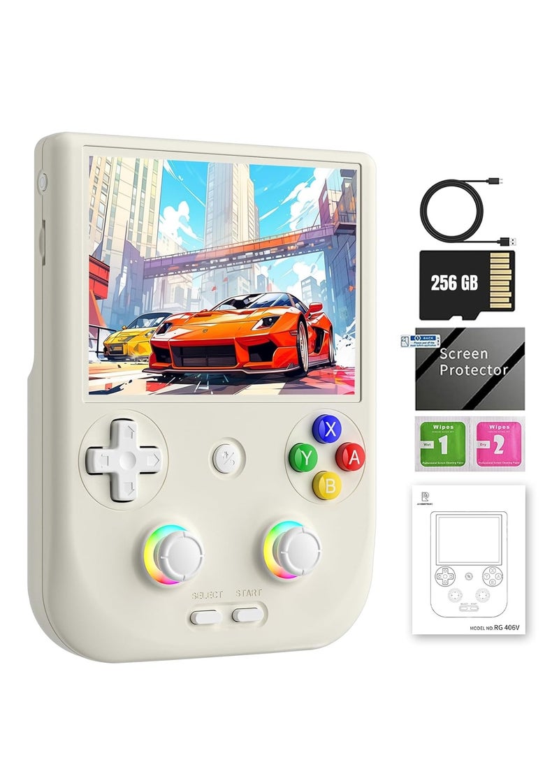 ANBERNIC RG406V Handheld Game Console Unisoc T820 Android 13 4Inch IPS Multi Touch Screen 5500mAh 5G WIFI Bluetooth Retro Video Players(256G White) - Image 1