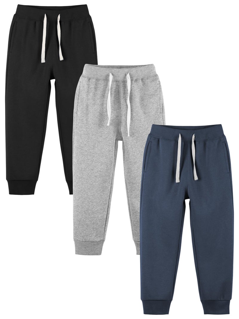 Resinta 3/4 Pack Toddler and Boys Fleece Lined Sweatpants Cotton Kids Jogger Pants with Pockets Drawstring - Image 1