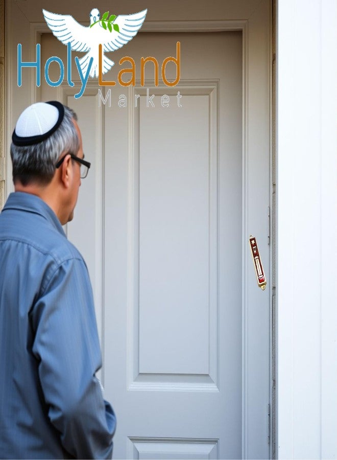 Holy Land Market Gold Plated Mezuzah with Scroll Inside - Jewish Door Mezuzah, Red Torah Design, Gold, Classic Style - Image 2