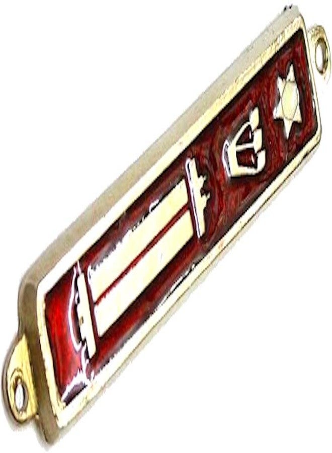 Holy Land Market Gold Plated Mezuzah with Scroll Inside - Jewish Door Mezuzah, Red Torah Design, Gold, Classic Style - Image 1