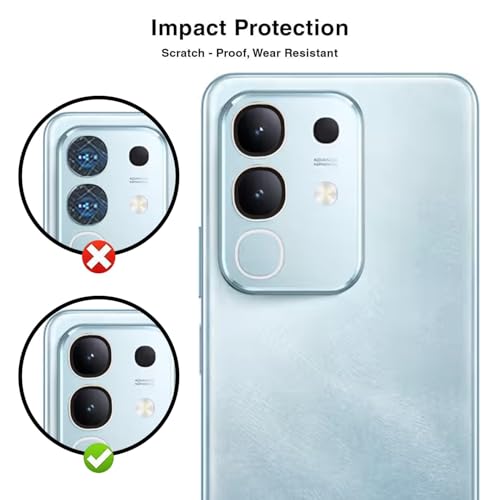 ZARALA Camera Lens Frame Glass Compatible with vivo Y31 Pro 5G Tempered Glass Aluminum Alloy Frame Individual Camera Lens Protector Cover Silver - Image 3