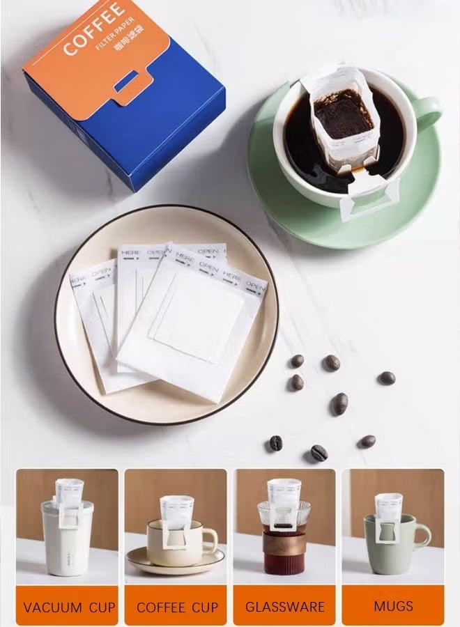 YANCI 50-Piece Portable Coffee Filter Bag with Hanging Ear Design Disposable Drip Coffee Filter Paper Bag、Japanese Drip Coffee Filter Paper Bag White 7.5 x 9cm - Image 1