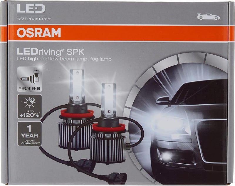 أوسرام LEDriving SPK، ≜ H8/H11/H16، مصابيح LED للطرق الوعرة عالية/منخفضة الشعاع، سطوع أكثر بنسبة 120%، 6000K، 64211DWSPK، صندوق قابل للطي (مصباحان) - Image 5