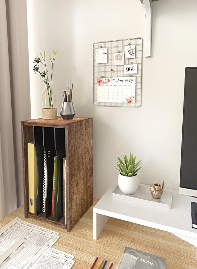 J JACKCUBE DESIGN Rustic Wood Desk Organizer 4 Compartment Paper File Holder for Home and Office, Document Storage, File sorter, Mail and Letter Tray- MK560A - Image 3