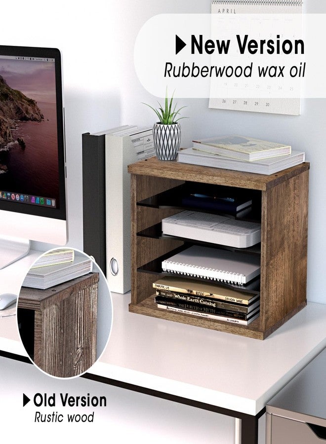 J JACKCUBE DESIGN Rustic Wood Desk Organizer 4 Compartment Paper File Holder for Home and Office, Document Storage, File sorter, Mail and Letter Tray- MK560A - Image 2