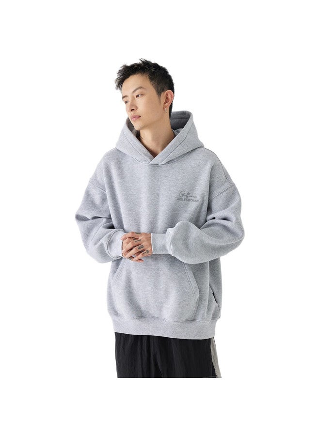 GOLFCROSS هودي تطريز حرفي بسيط للجنسين ربيع خريف سويت شيرت بغطاء رأس رمادي Xxxl - Image 1