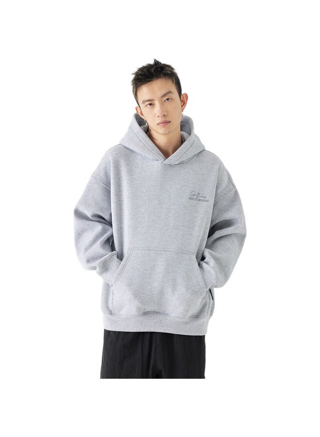 GOLFCROSS هودي تطريز حرفي بسيط للجنسين ربيع خريف سويت شيرت بغطاء رأس رمادي Xxxl - Image 2