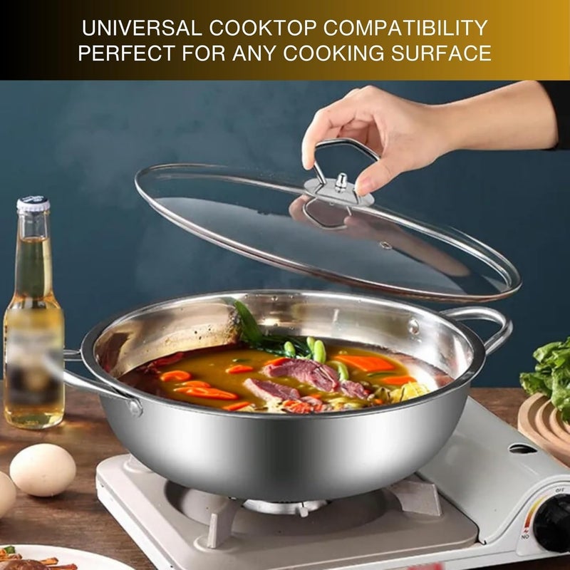 Goodscious Stainless Steel Pan with Lid - Light & Thin Deep Saute Pan with Lid - Rapid Heating Stainless Steel Frying Pan Set - Sartenes de Acero Inoxidable -Multipurpose Steel Pans for Cooking - Deep Frying Pan - Image 4