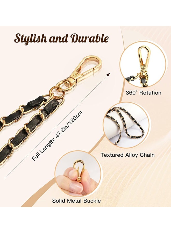 LEEU Design Universal Phone Lanyard, Metal Cell Phone Chain Anti-Theft Crossbody Strap for iPhone 16, 15 and Most Smartphones, Cell Phone Neck Holder for Women, Gold u0026 Black - Image 2