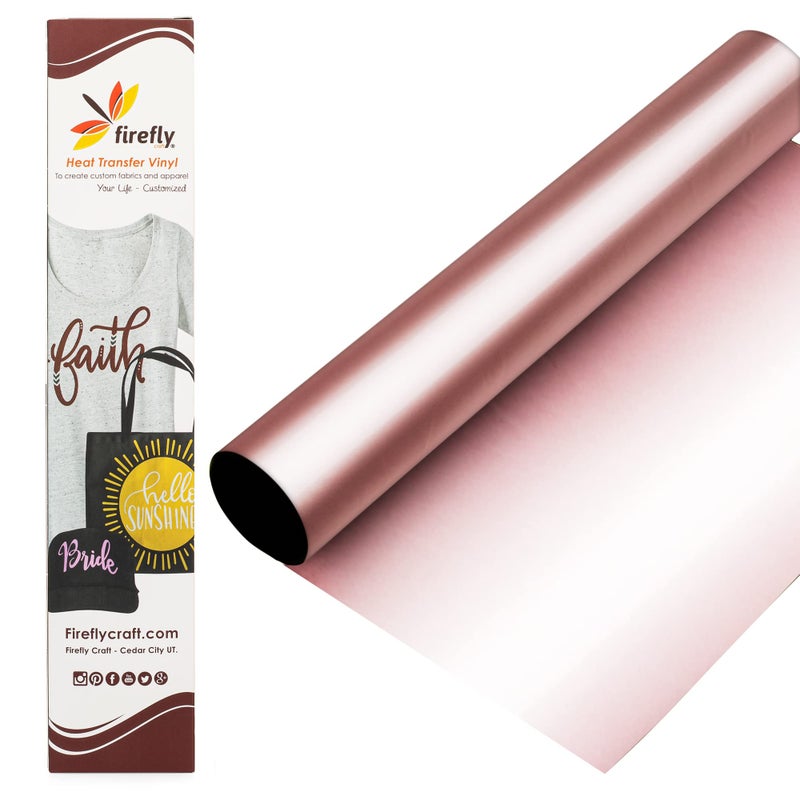 Firefly Craft Metallic Heat Transfer Vinyl Sheets Rose Gold HTV Iron On Vinyl for Cricut HTV Vinyl Sheets Easy Cut Weed Compatible with Cricut Silhouette Cameo 1 Sheet 12x20