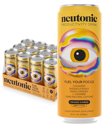 Neutonic Nootropic Productivity Energy Drink | Orange Sunrise 12 Cans | 120mg Natural Caffeine, Zero Sugar | Support Memory, Mental Clarity, Cognitive Function | Boost Focus, Energy, Brain Health - Image 1