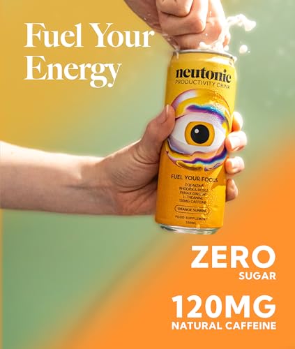 Neutonic Nootropic Productivity Energy Drink | Orange Sunrise 12 Cans | 120mg Natural Caffeine, Zero Sugar | Support Memory, Mental Clarity, Cognitive Function | Boost Focus, Energy, Brain Health - Image 4