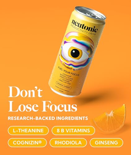 Neutonic Nootropic Productivity Energy Drink | Orange Sunrise 12 Cans | 120mg Natural Caffeine, Zero Sugar | Support Memory, Mental Clarity, Cognitive Function | Boost Focus, Energy, Brain Health - Image 3