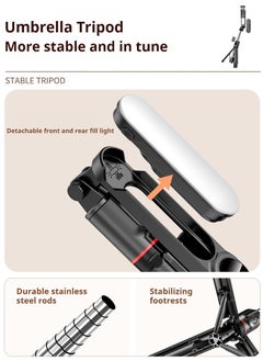 Generic 44.88 Inches Selfie Stick Tripod for phone, All-in-1 Phone Tripod Stand with Rechargeable Bluetooth Remote,Removable fill light,Compatible with iPhone and Android Smartphones,Lightweight Tripod for for Selfies/Live/Video Recording/Travel  - Image 4